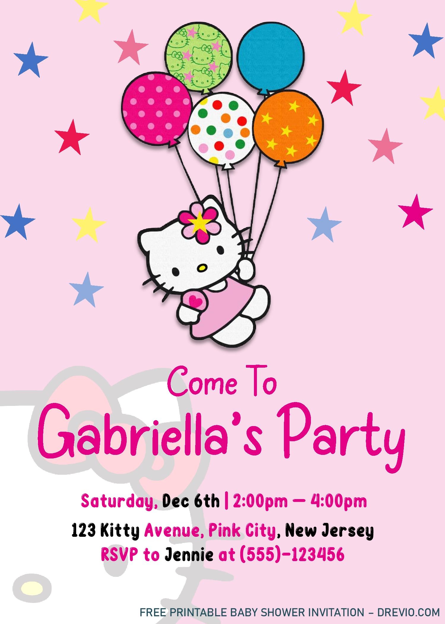 Hello Kitty Invitation Templates Editable With Ms Word Worksheets Library