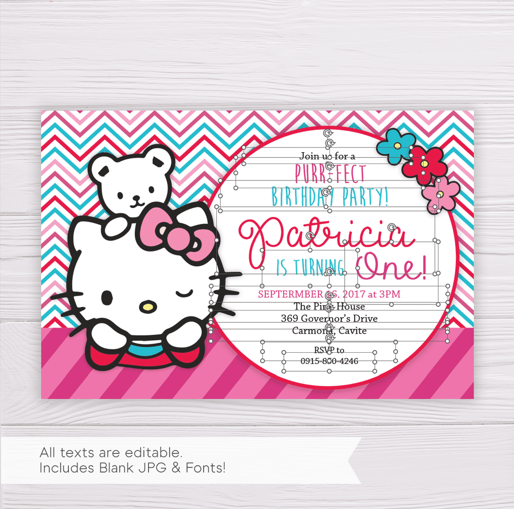 Hello Kitty Offers Invitation Template Dgtally