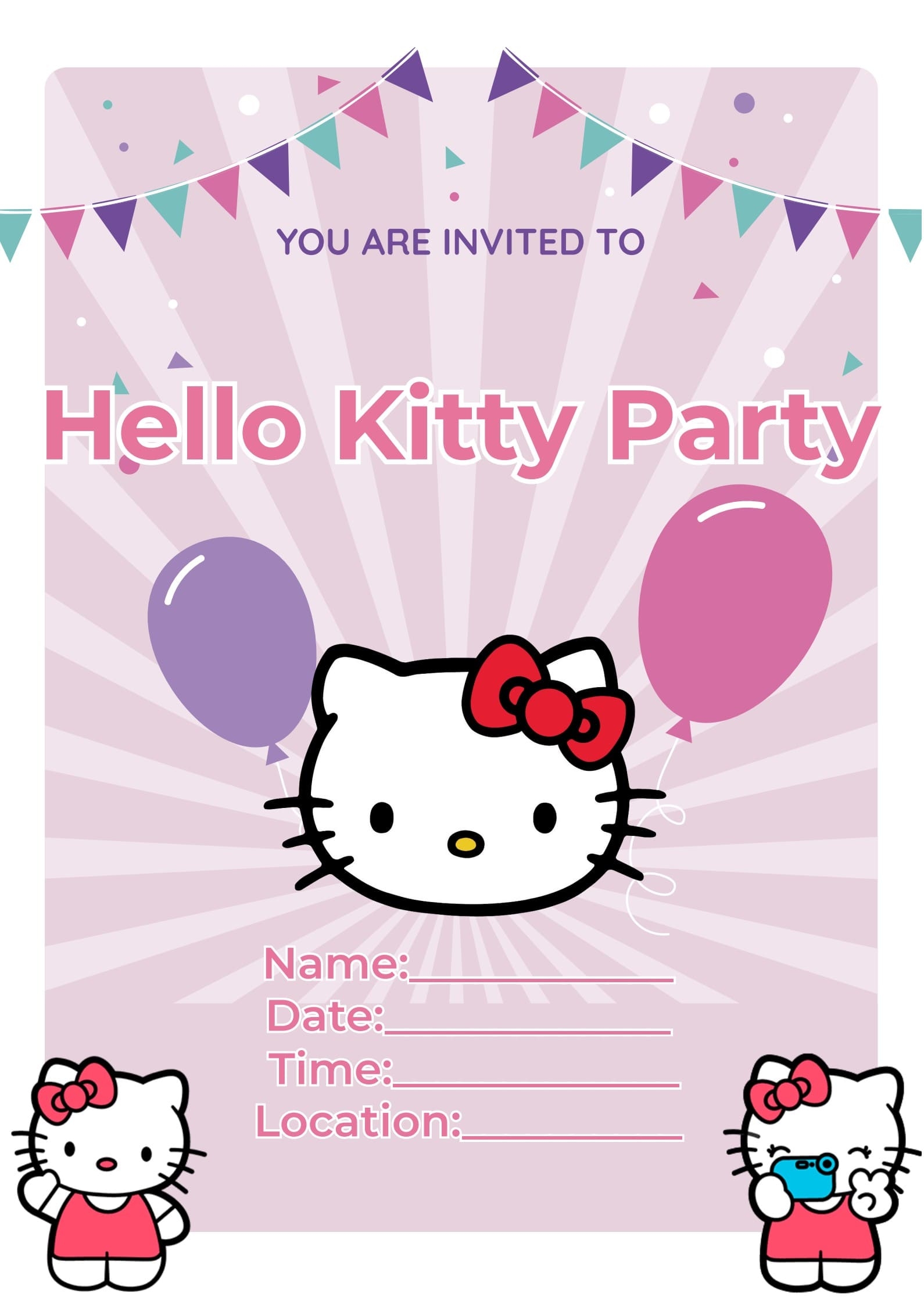 Hello Kitty Party Invitation Template PDF Agile