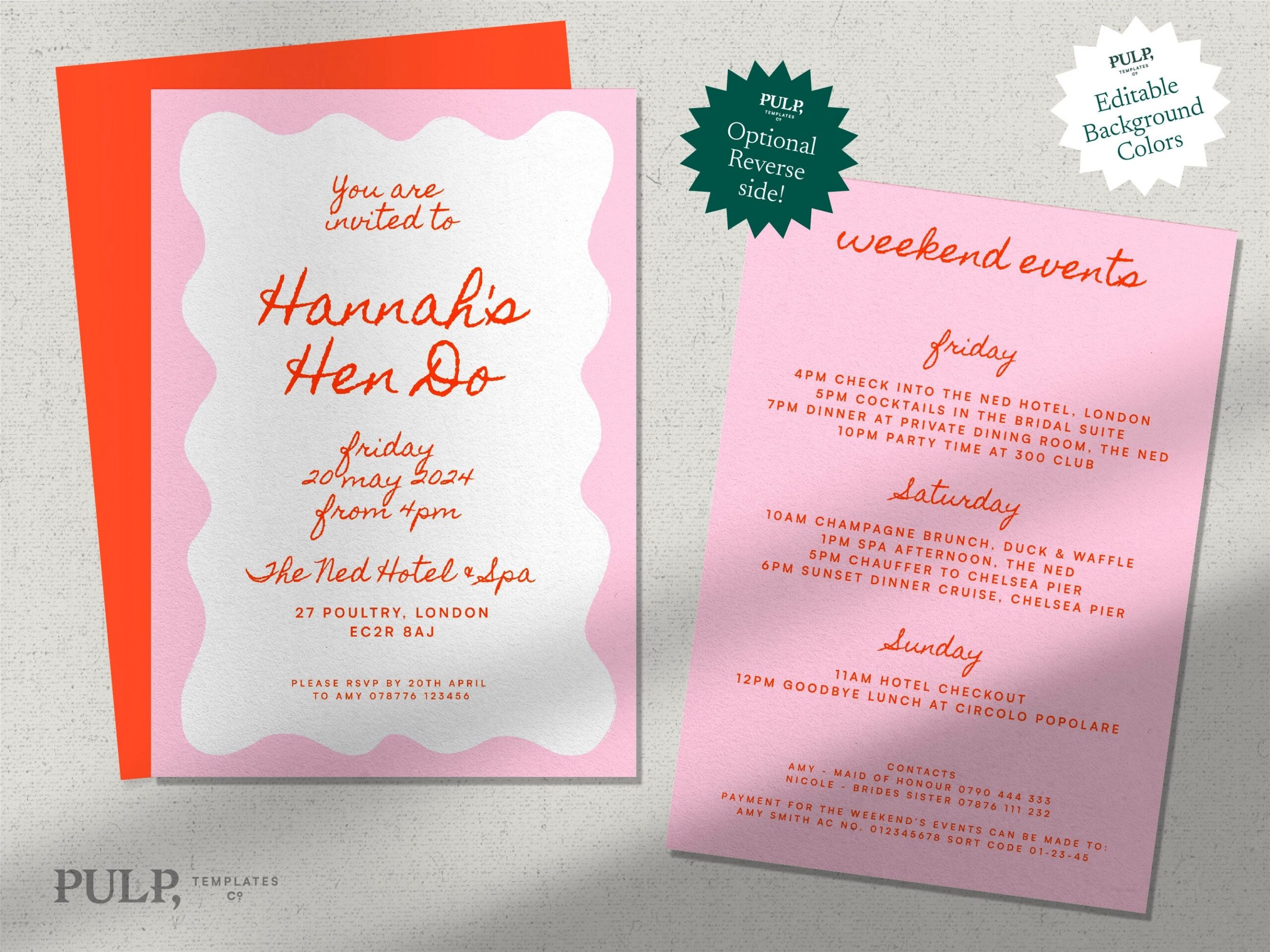 HEN PARTY INVITATION Template Weekend Itinerary Hen s Weekend 