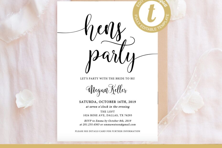Hen s Party Invitation Template Bachelorette Party Invites