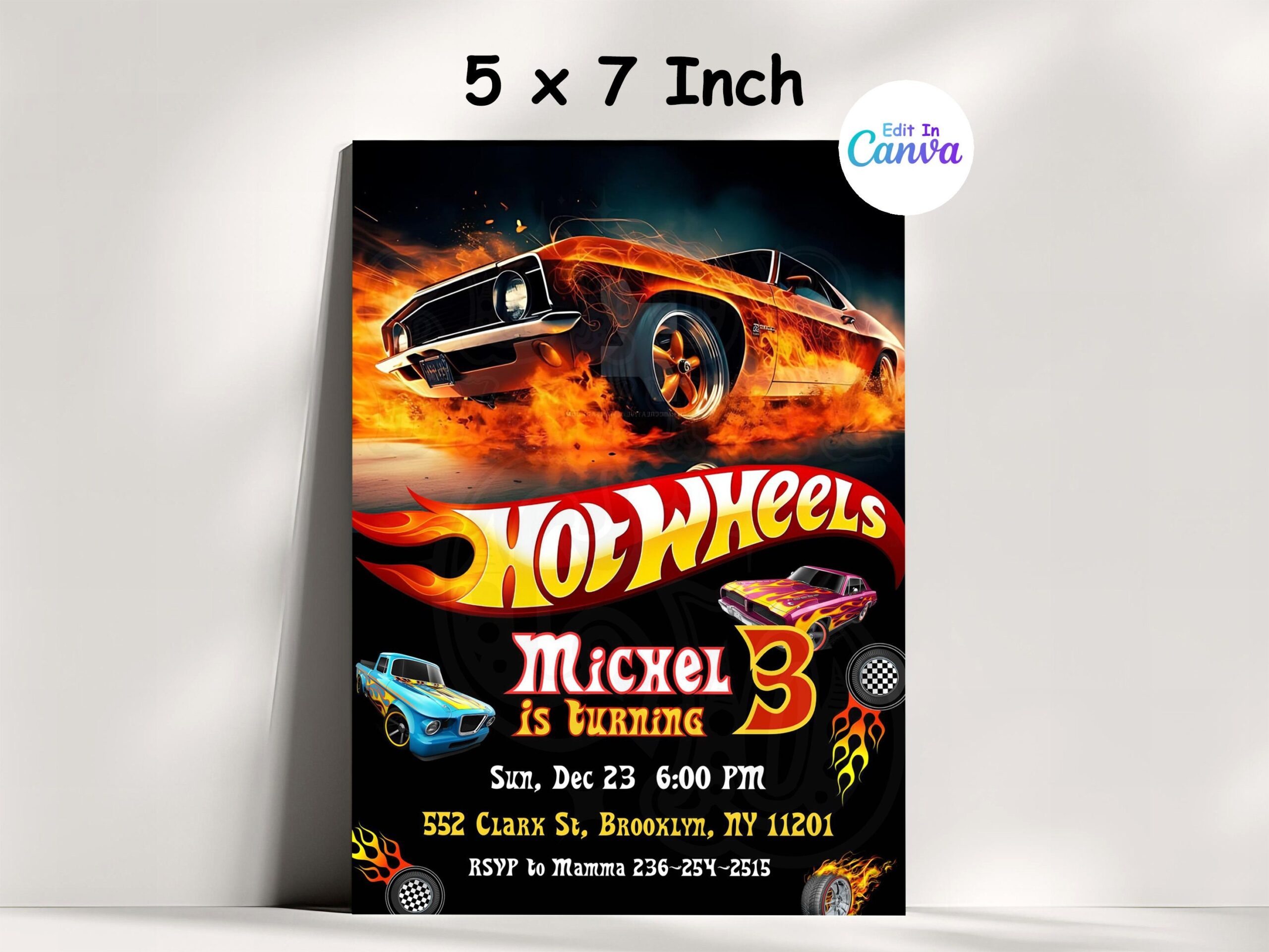 Hot Car Wheel Invitation Race Cars Birthday Invitation Digital Hot Wheels Birthday Invite Hot Wheels Invitation Etsy