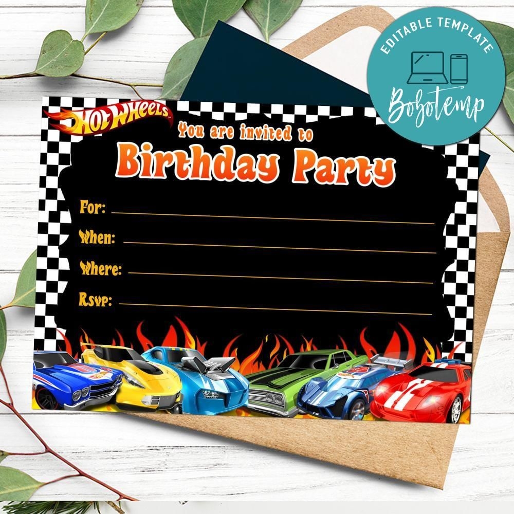 Hot Wheels Fill In Blank Invitation Customizable Template