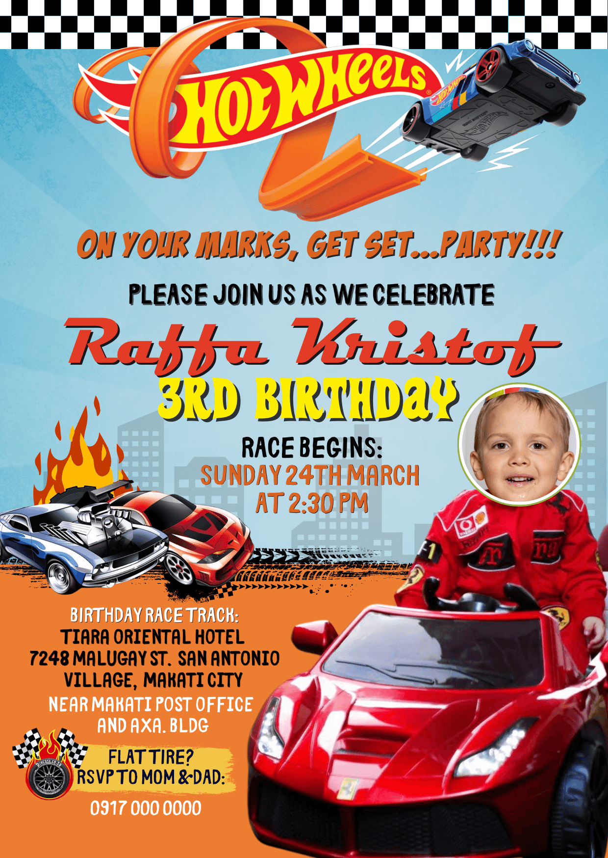 Hot Wheels Themed Birthday Invitation Editable Template By 