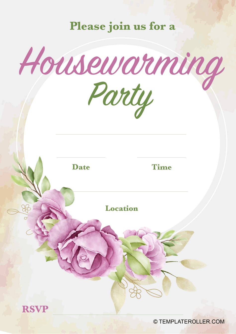Housewarming Party Invitation Template Flowers Download Printable PDF Templateroller