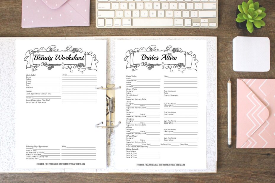 How To Put Together Your Perfect FREE Wedding Binder 42 Free