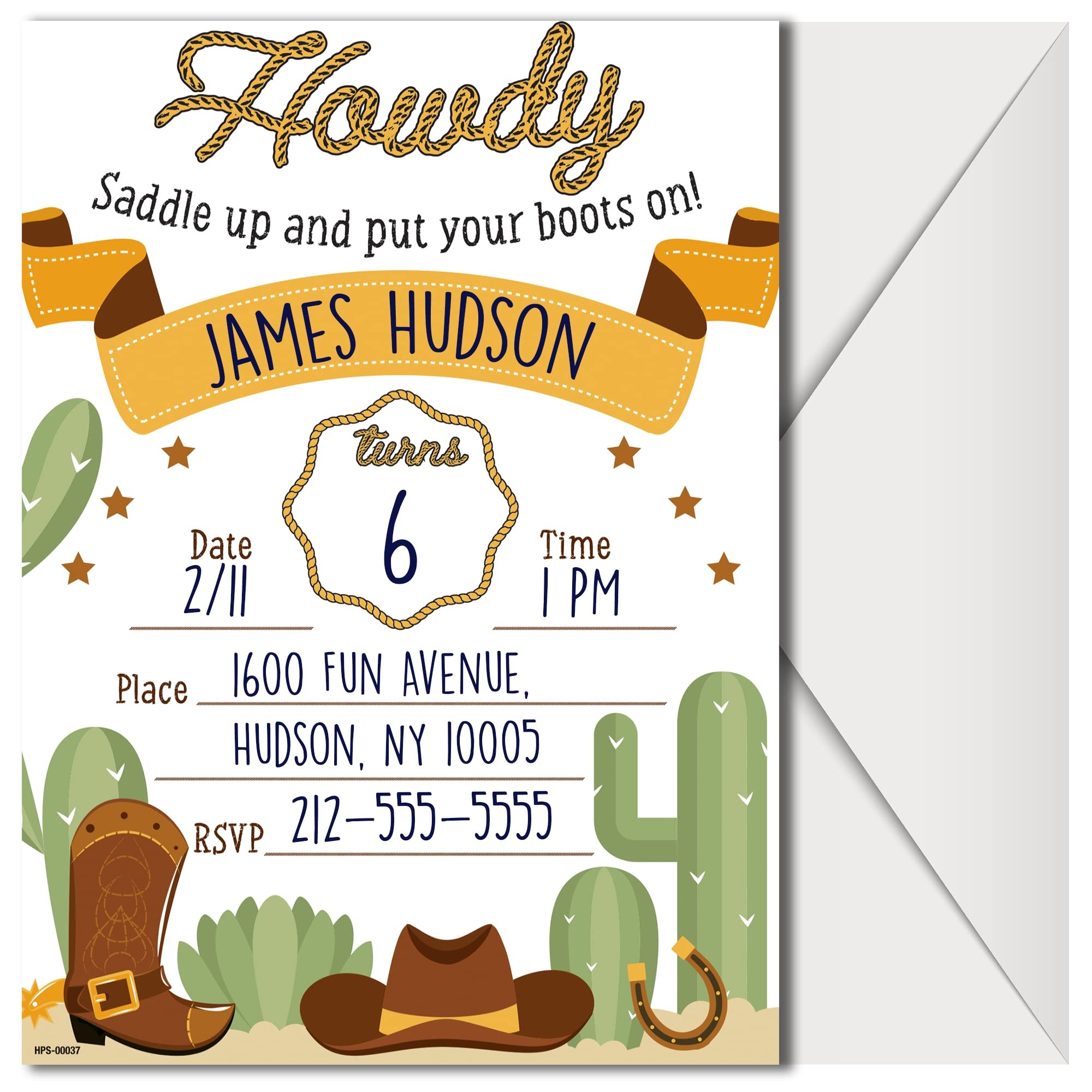 Hudson Party Supplies Western Party Invitations With Envelopes 20 Pack Cowboy And Cowgirl Birthday Invitations For Boys Girls Toddlers Kids And