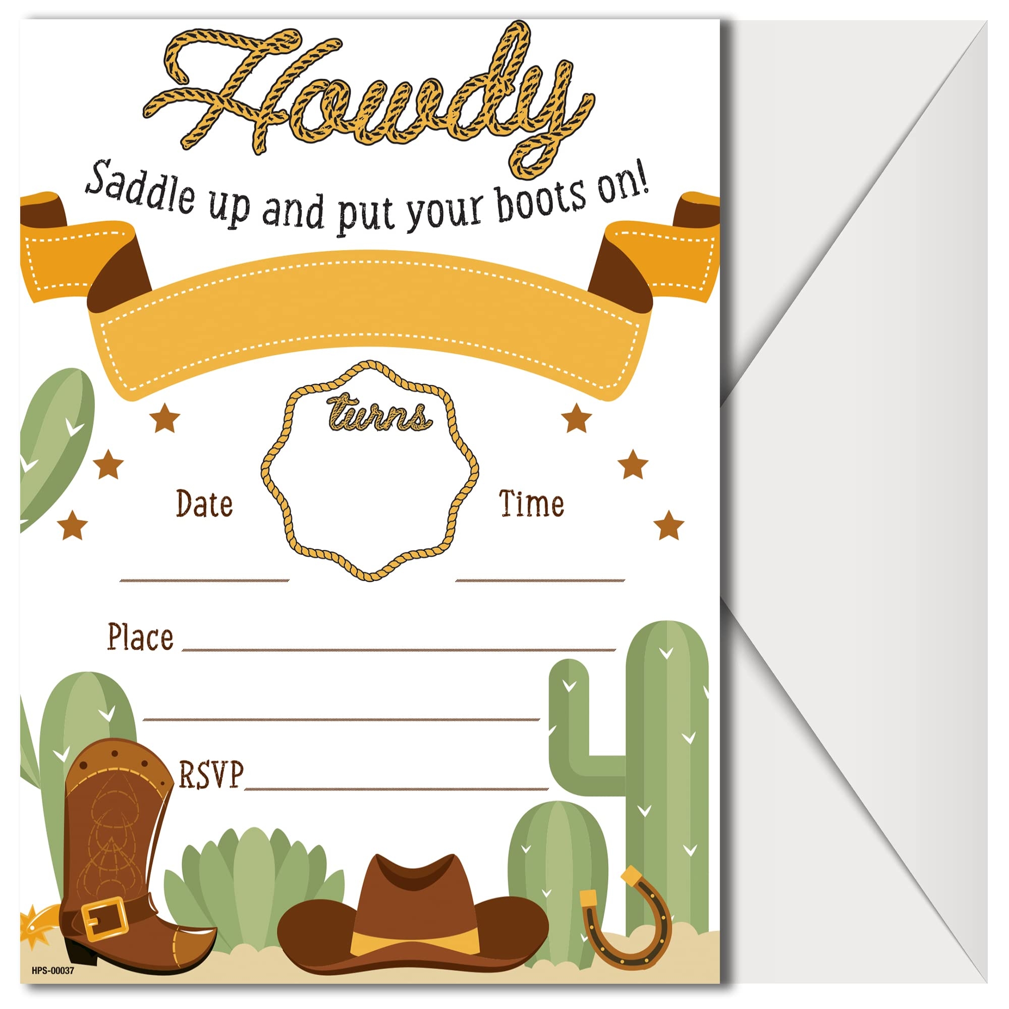 Hudson Party Supplies Western Party Invitations With Envelopes 20 Pack Cowboy And Cowgirl Birthday Invitations For Boys Girls Toddlers Kids And