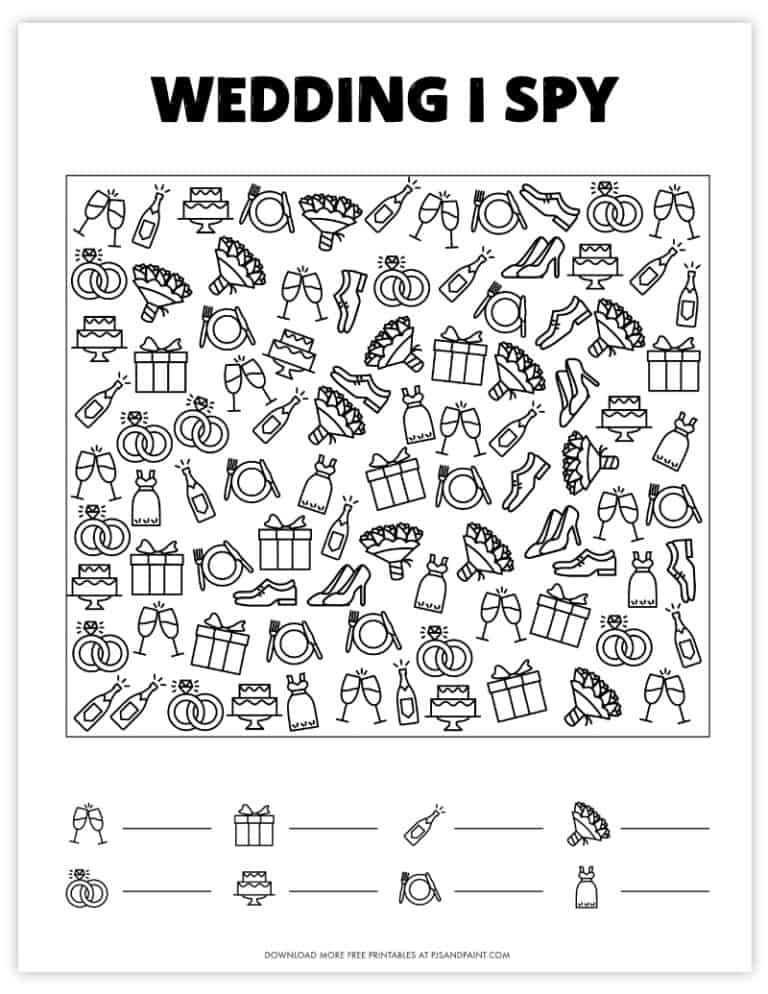 I Spy Wedding Game Template