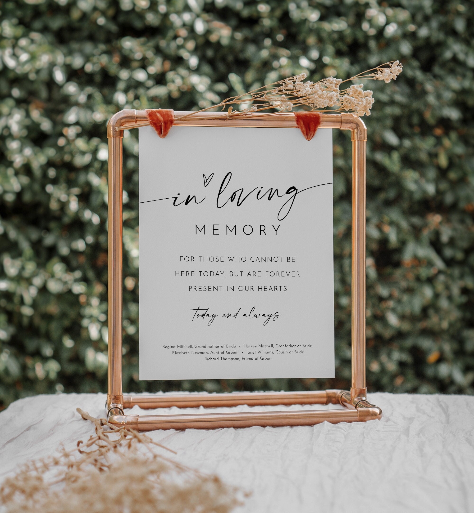 In Loving Memory Sign Minimalist Wedding Memorial Table 