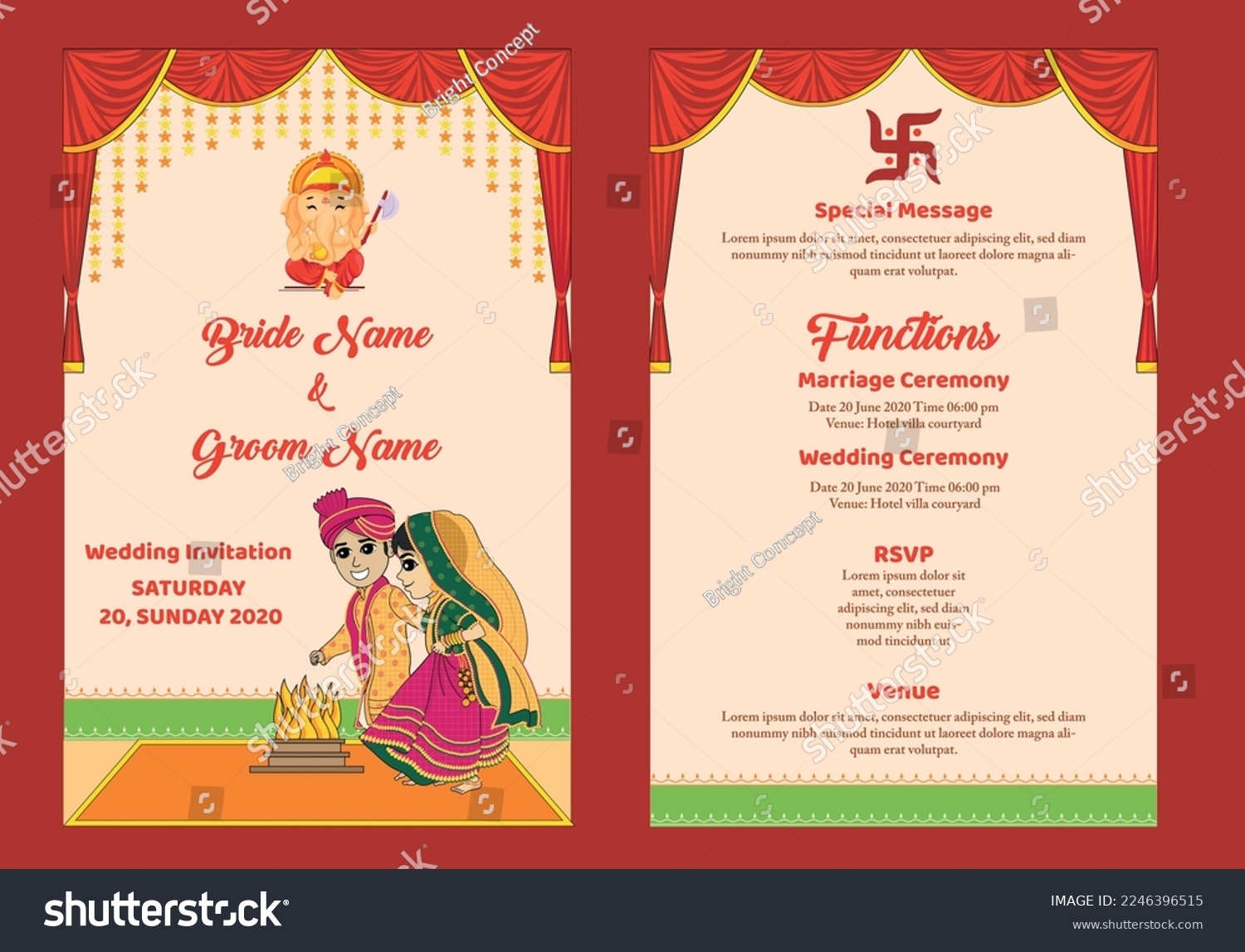 Indian Wedding Invitation Template Details Stock Vector Royalty Free 2246396515 Shutterstock