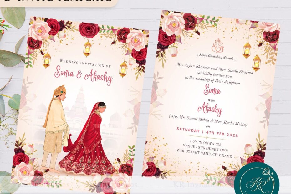 Indian Wedding Invitation Template Editable Wedding Invitation Card Royal Hindu Wedding E Invite Instant Download WIT013 Etsy