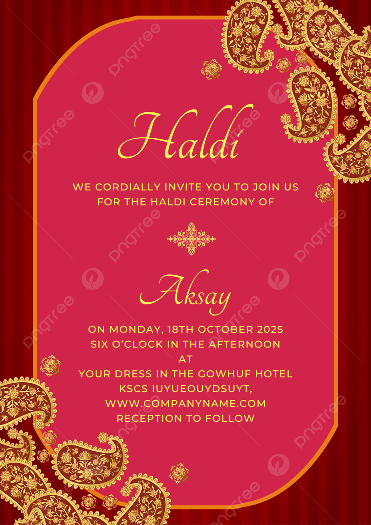 Indian Wedding Single Sided Red Beautiful Invitation Template 