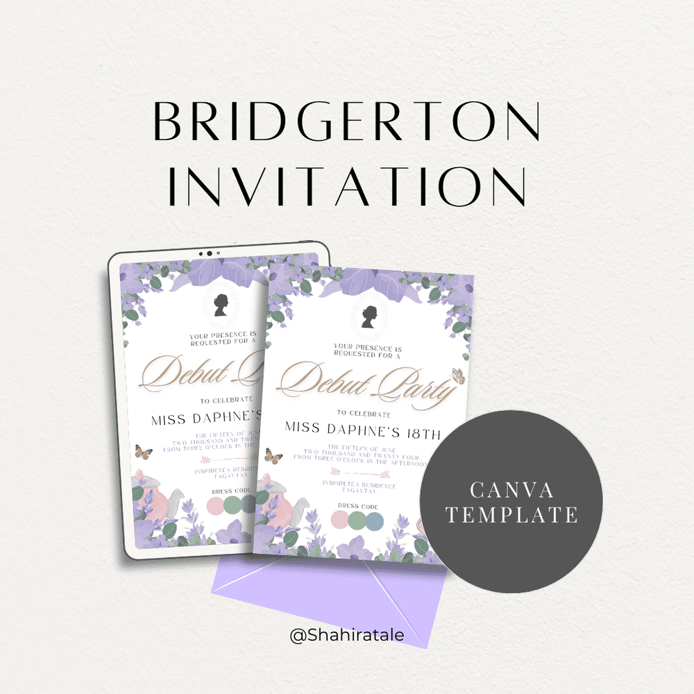 Invitation Bridgerton Inspired Editable Canva Template By Shantale 