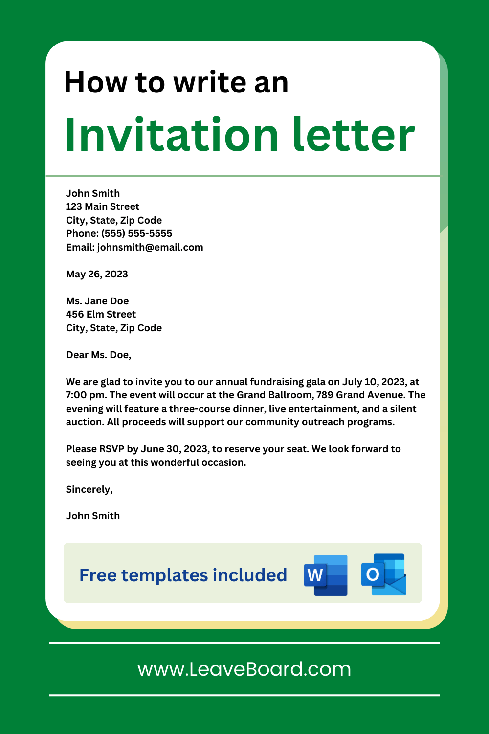 Invitation Letter Format A Step by Step Guide To Write The Perfect Invite Samples Included Leave Board