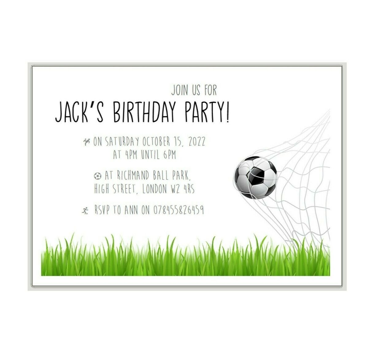 INVITES U0026 THANK YOU CARDS 10 Personalised Boys FOOTBALL Birthday Party Si11