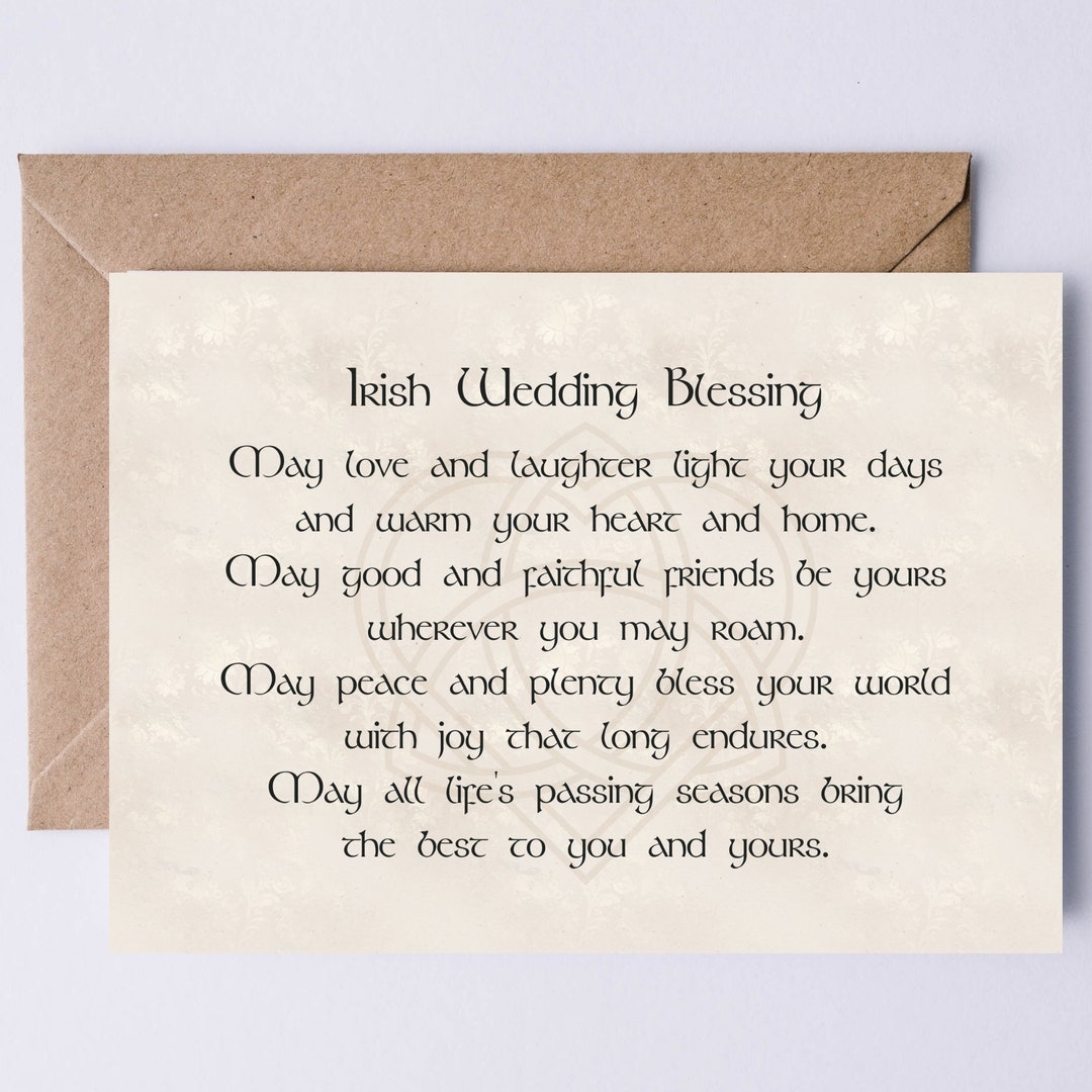 Irish Wedding Blessing Card Printable May Love Laughter Light Your 