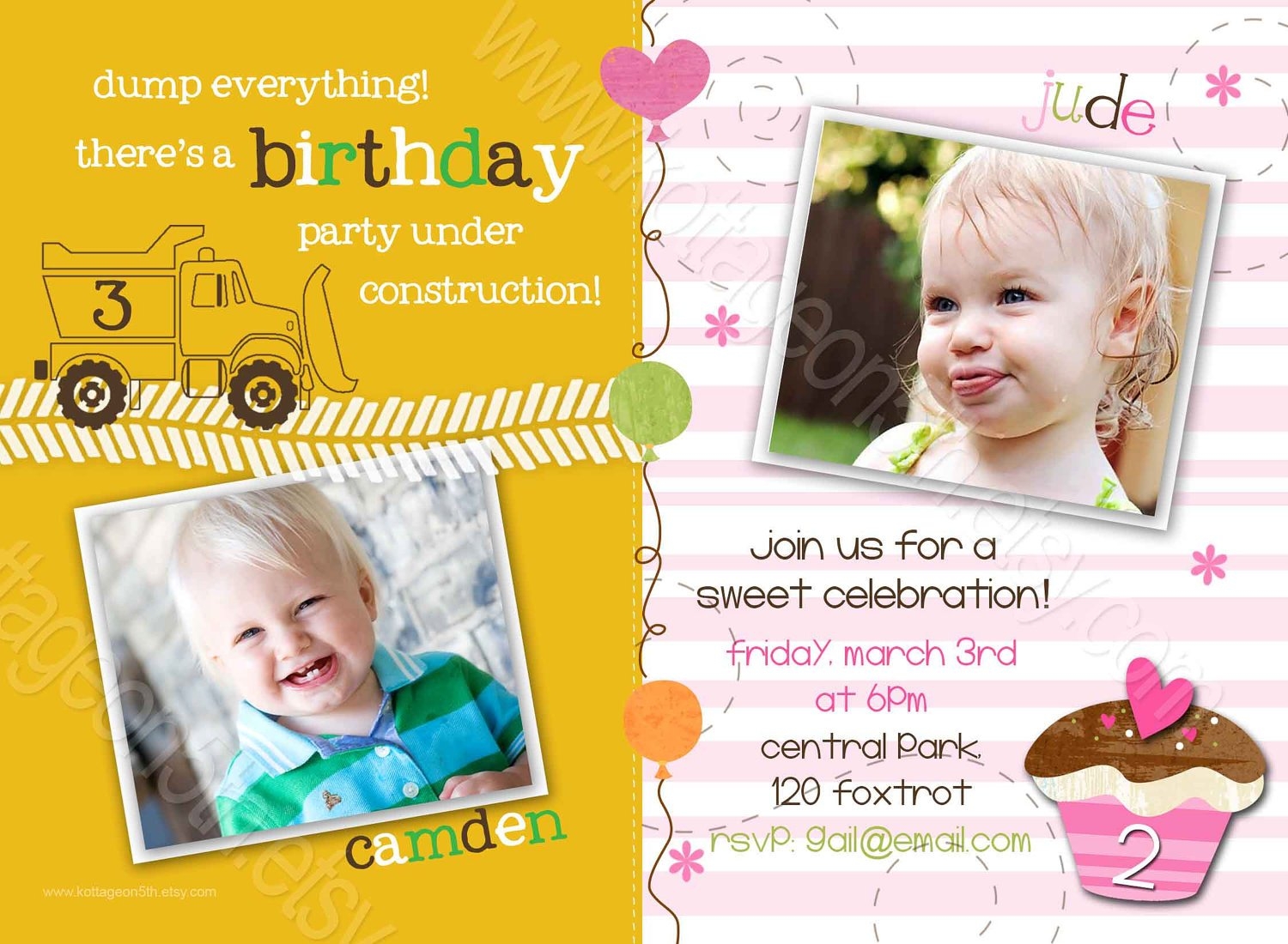 Joint Birthday Party Invitations FREE Printable Birthday 