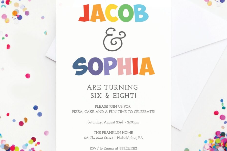 Joint Birthday Party Invite Template Printable Birthday