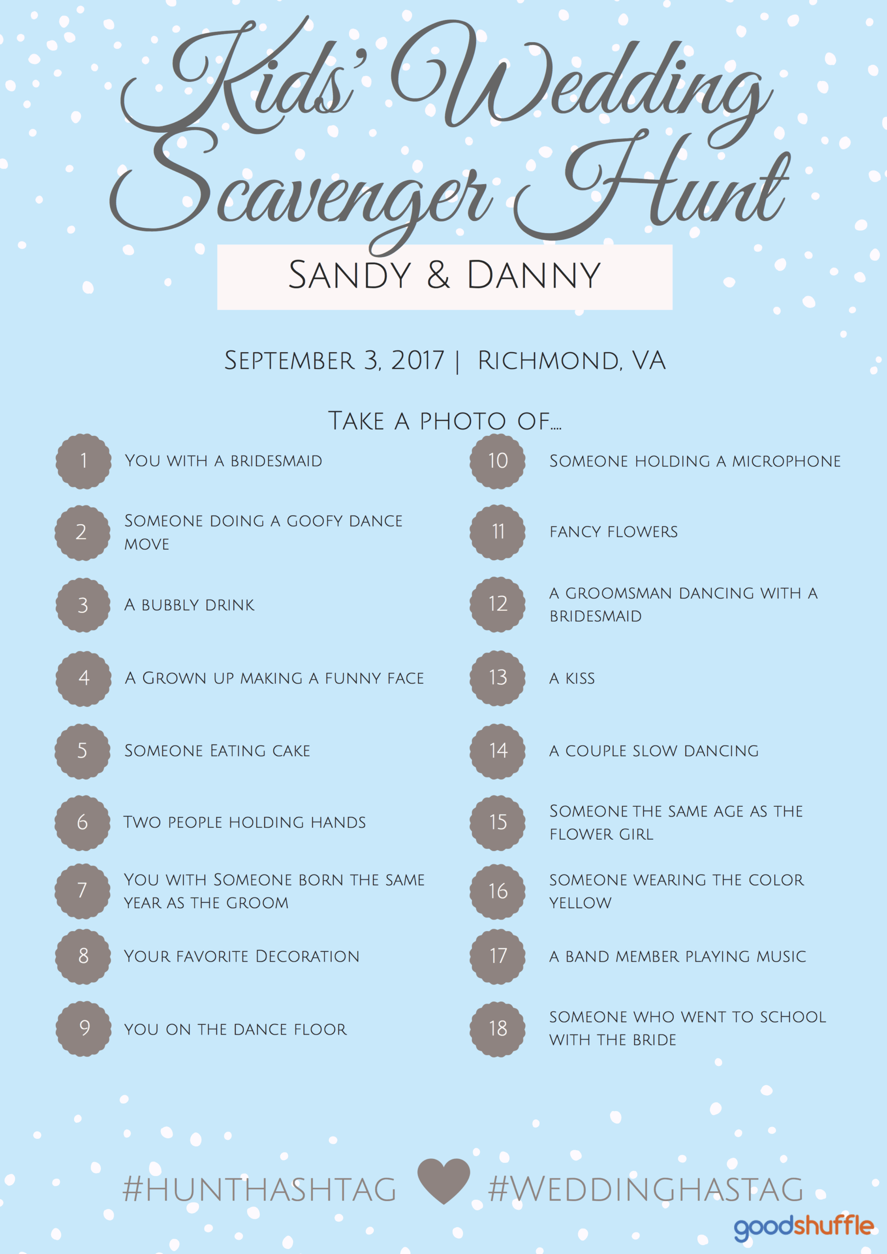 Kid Friendly Wedding Idea Photo Scavenger Hunt Goodshuffle Pro Worksheets Library