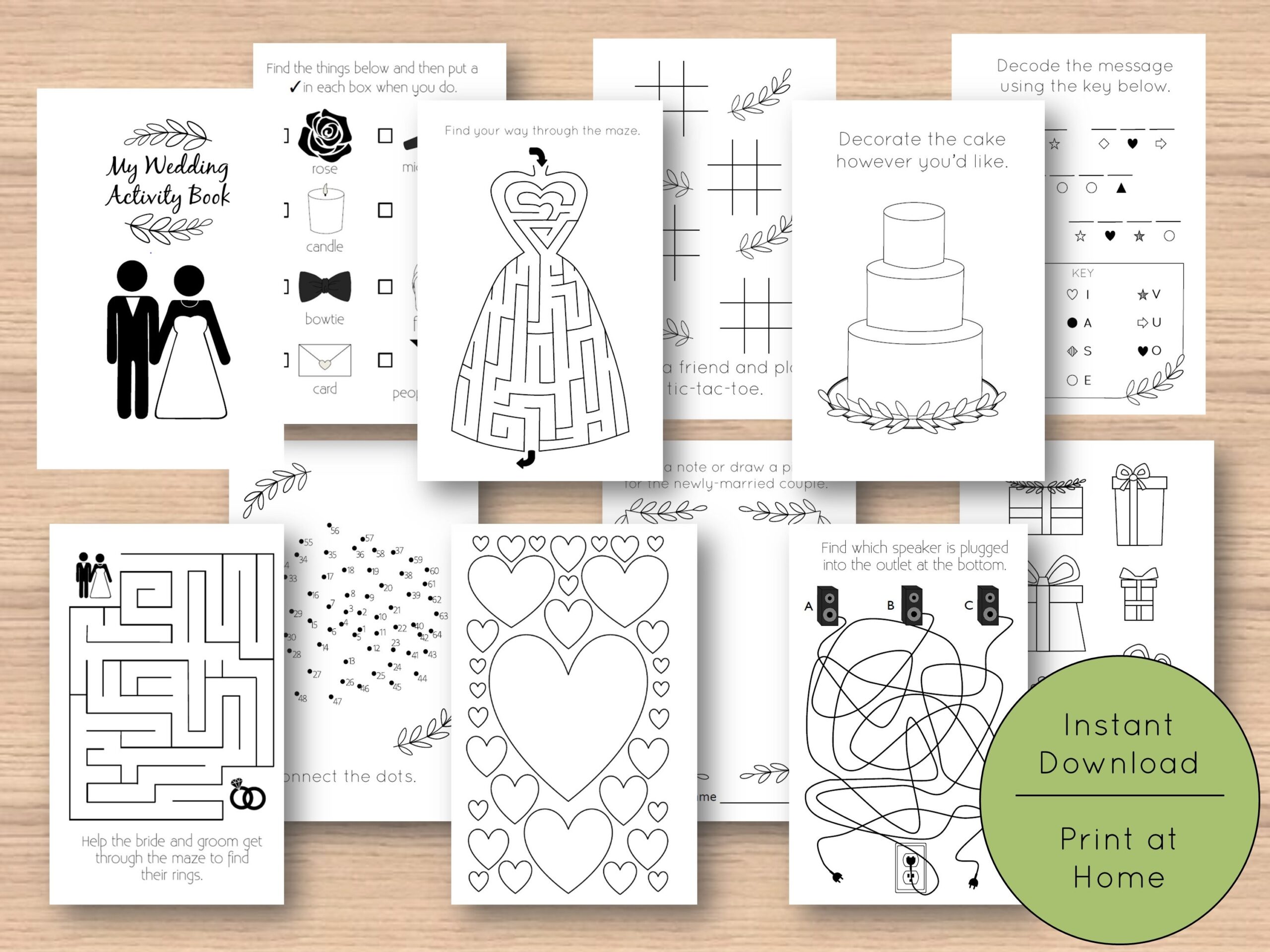 Kids 39 Wedding Activity Book Printable Download Branches Etsy UK