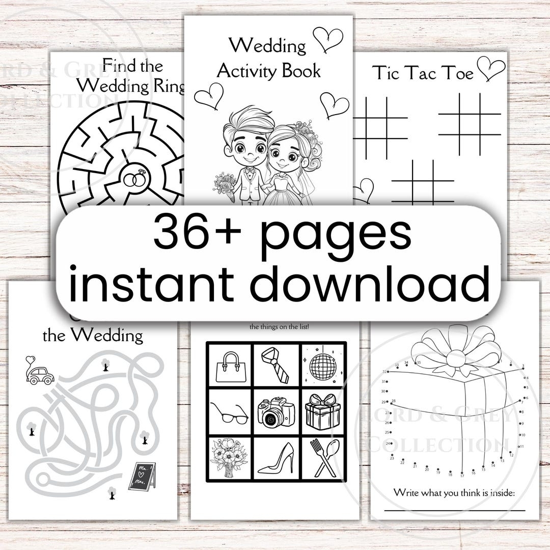 Kids Wedding Activity Book Games Printable Instant Download Childrens 