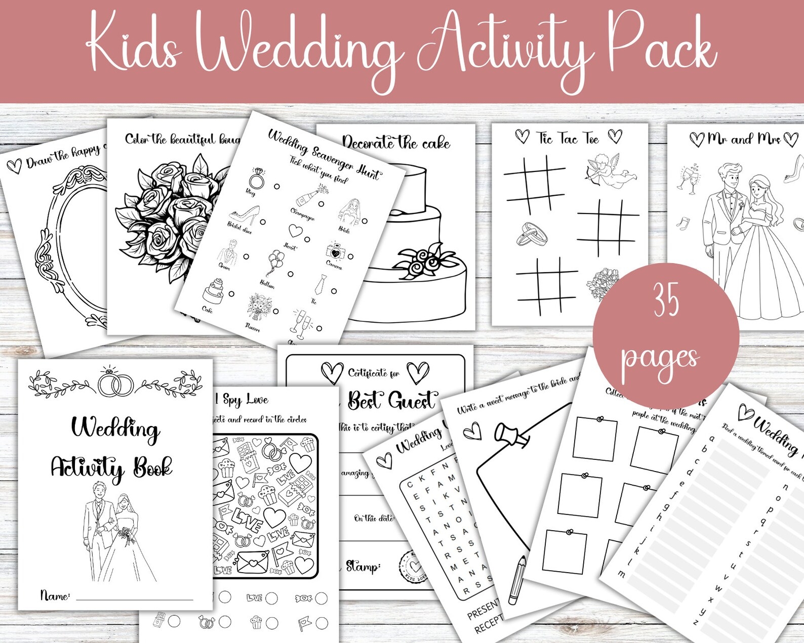 Kids Wedding Activity Pack Kids Wedding Games Wedding Coloring Pages Printable