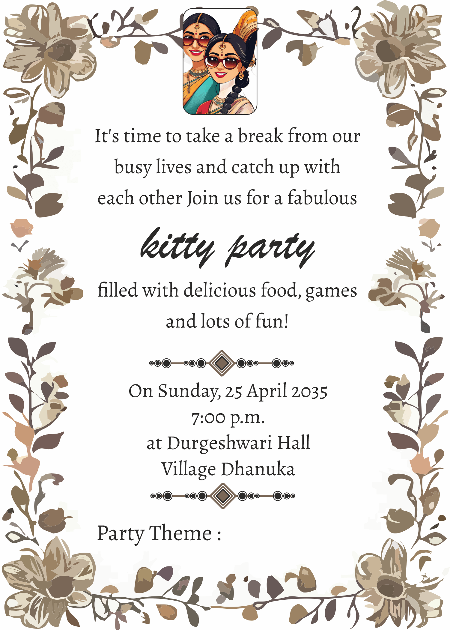 Kitty Party Invite Template Make Your Stunning Card Online 