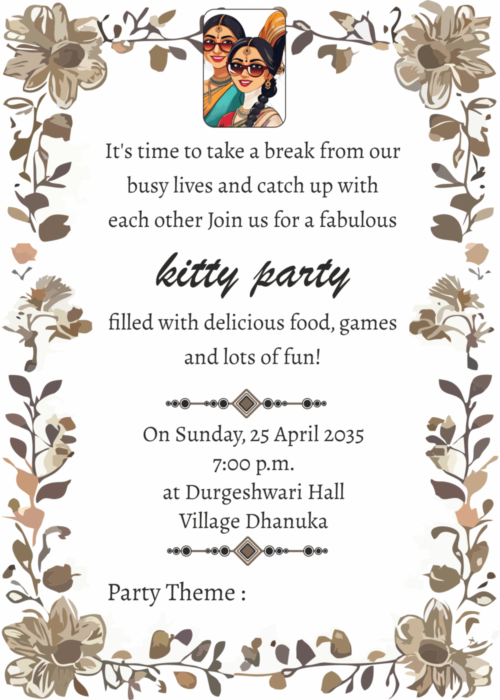 Kitty Party Invite Template Make Your Stunning Card Online 