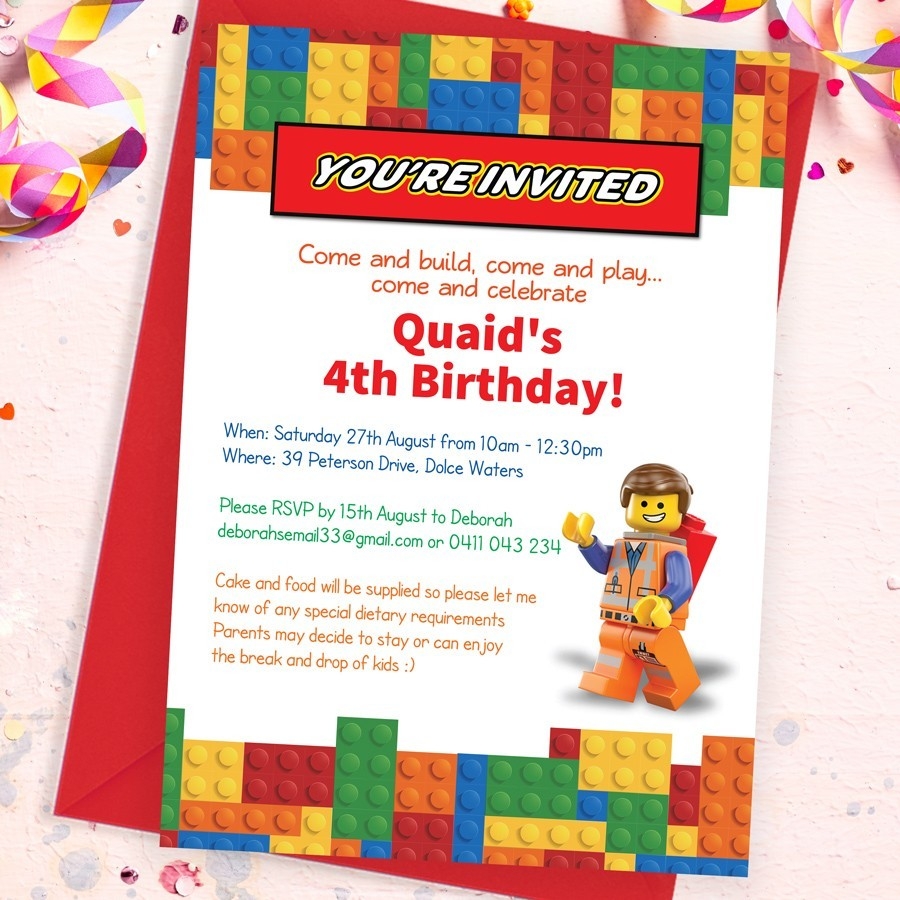 Lego Birthday Party Invitations Paper Divas