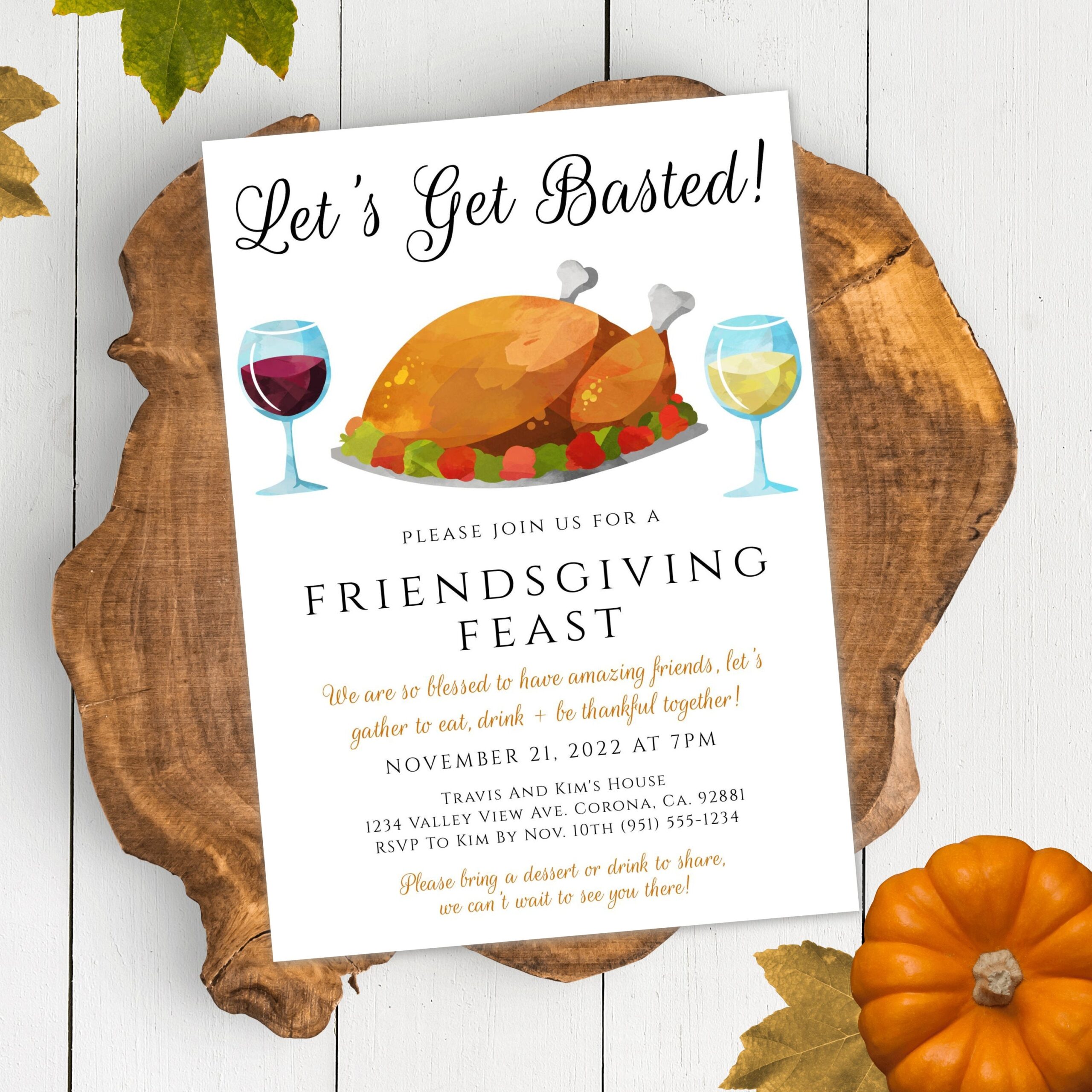 Let s Get Basted Friendsgiving Invitation Template For 