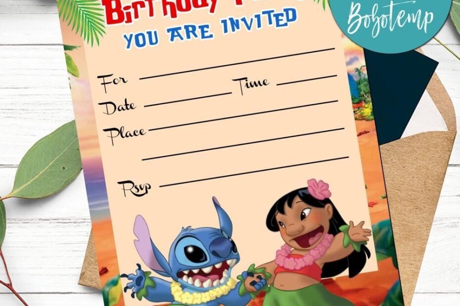 Lilo And Stitch Fill In Blank Invitation Customizable Template