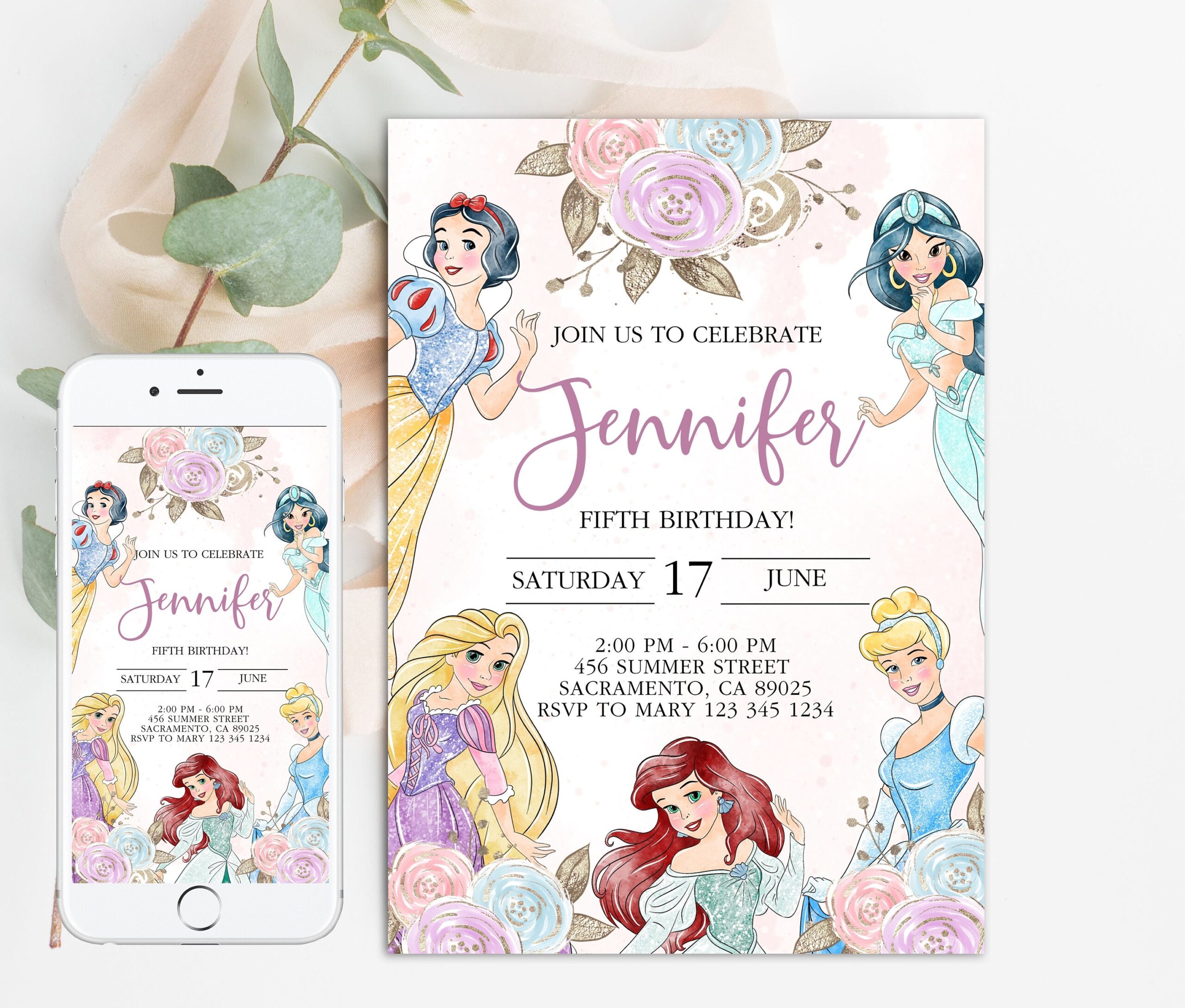 Little Princess Birthday Invitation Girl Editable Template Custom Instant Download Digital Or Printed