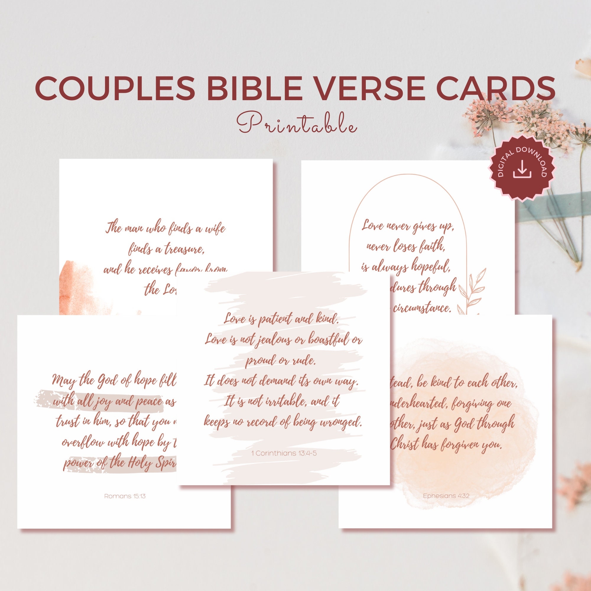 Love Scripture Cards Printable Couple Bible Verse Card Digital 