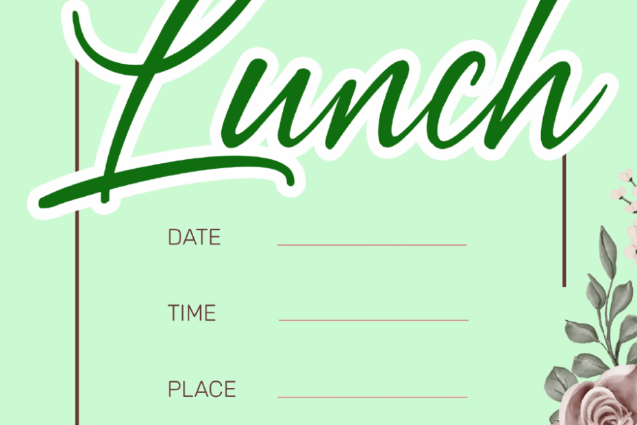 Lunch Invitation Template Light Green Download Printable PDF