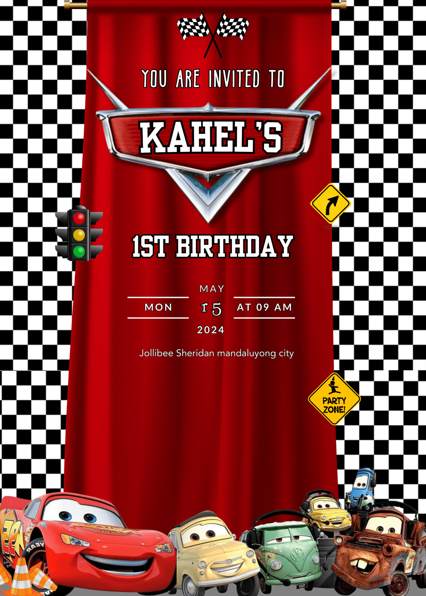 Macqueen Car Race Invitation Birthday Template Editable In Canva 