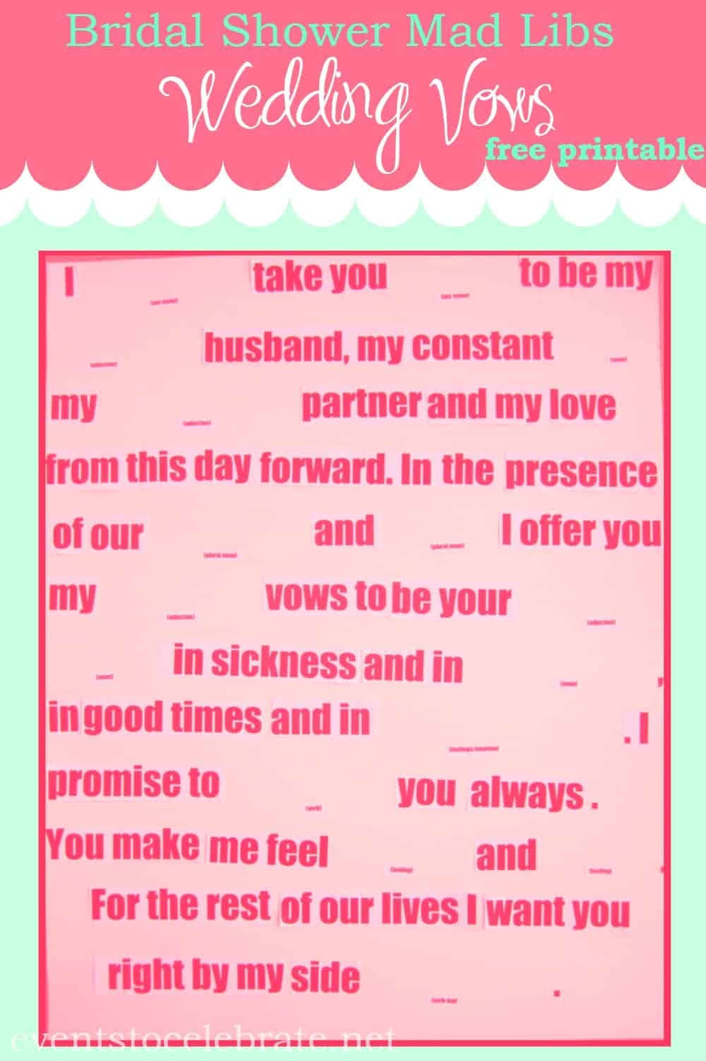 Mad Libs Wedding Vows Party Ideas For Real People