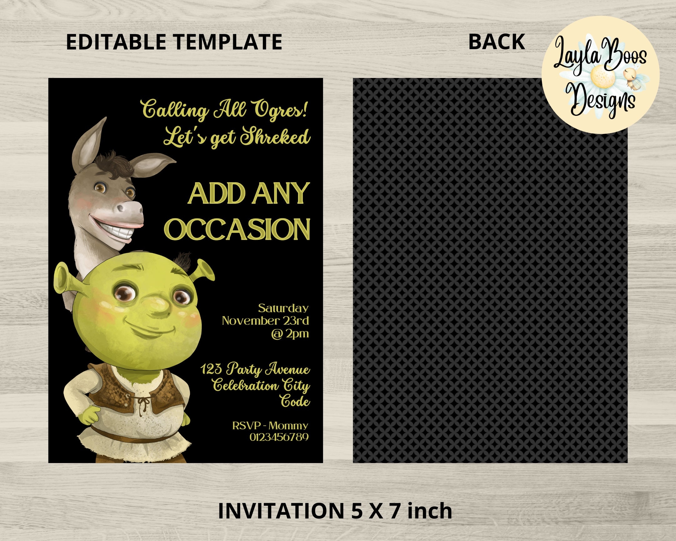 Mans Drinking Invitation Adult Shrek Birthday Invite Stag Party 