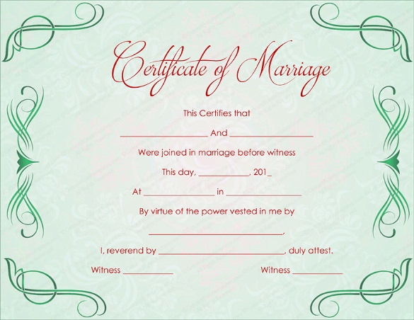 Marriage Certificate Templates Free Download Free Templates Printable