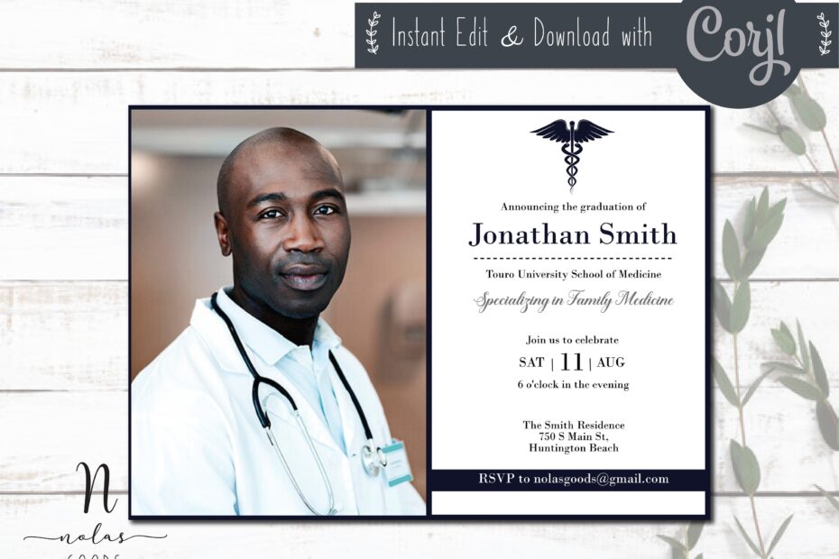 Medical School Graduation Invitation Doctor Graduation Invitation