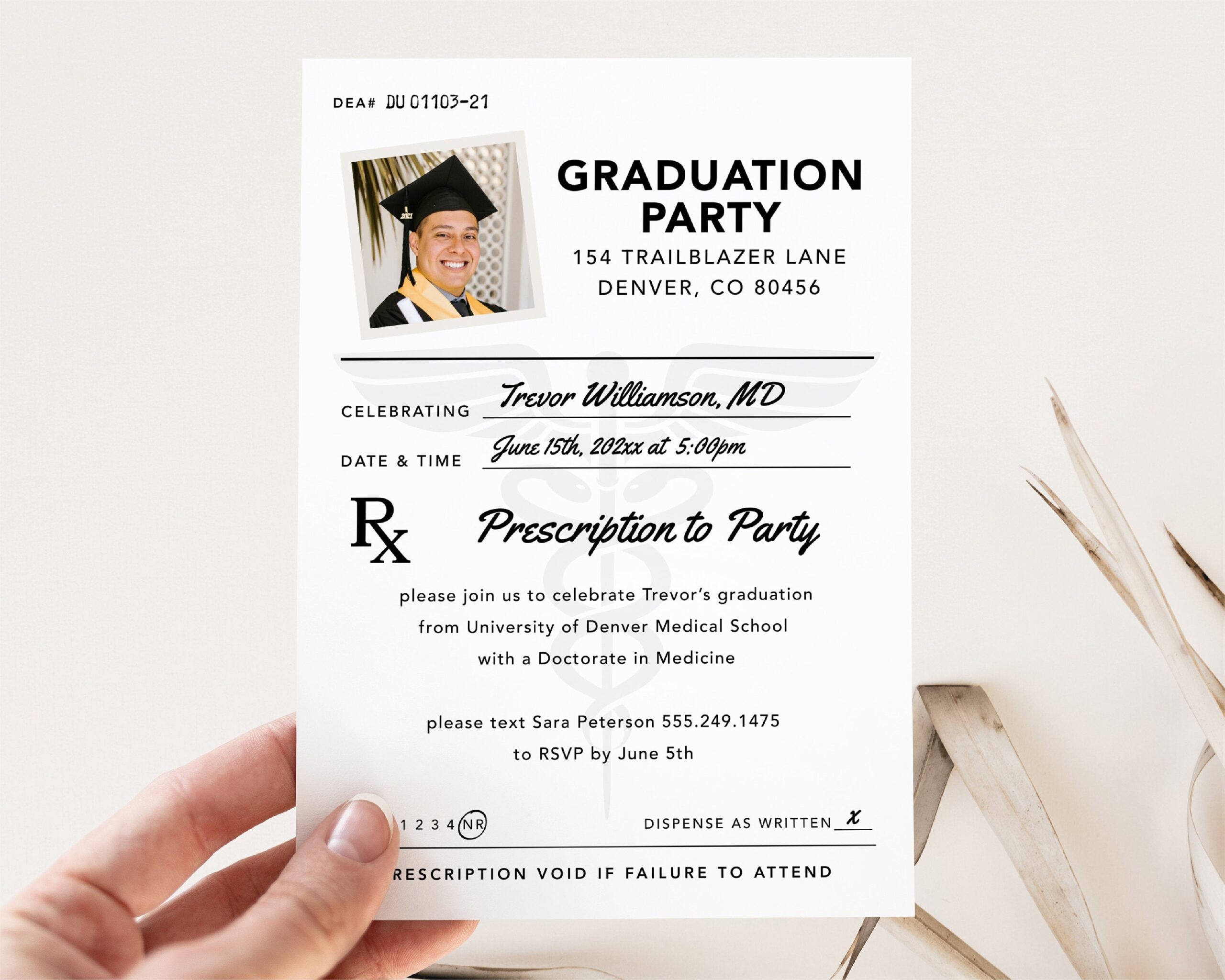Medical School Graduation Party Invitation Template Med Or Nursing Graduation Party Invite Printable 5x7 Corjl Editable Download GRI 011 Etsy