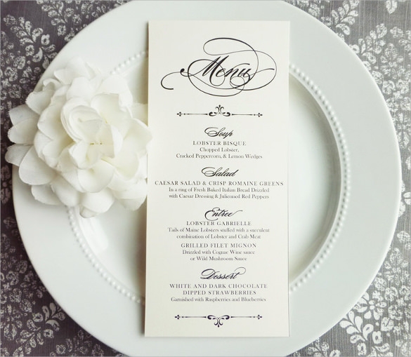 Menu Template Free Wedding Free Templates Printable