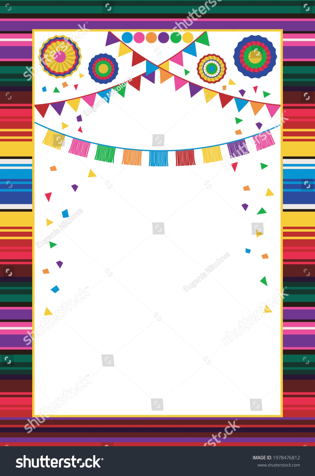 Mexican Style Frame Design Template Striped Stock Vector Royalty 