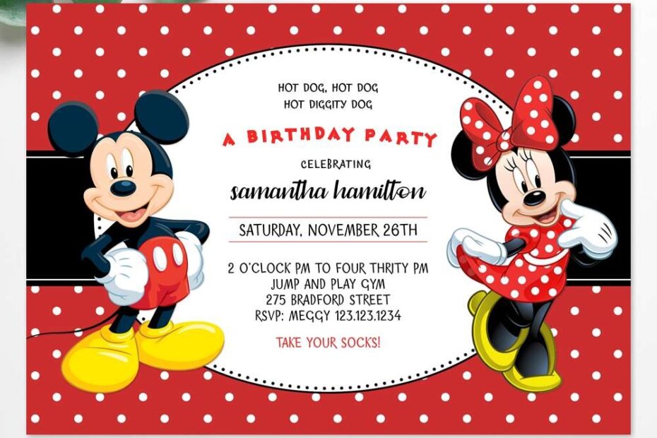 Mickey And Minnie Mouse Birthday Invitation Edit Online Instant Download