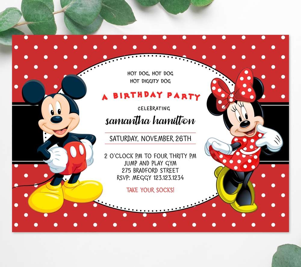 Mickey And Minnie Mouse Birthday Invitation Edit Online Instant Download