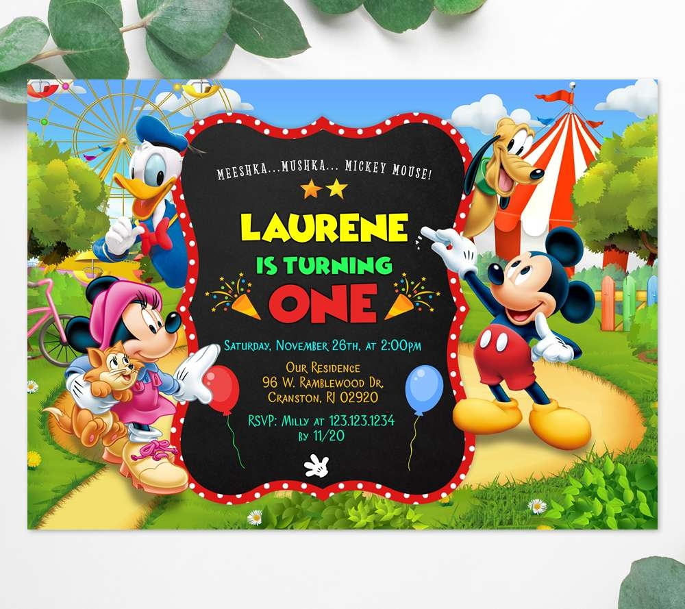 Mickey Mouse Birthday Invitation Template Edit Online Instant Download
