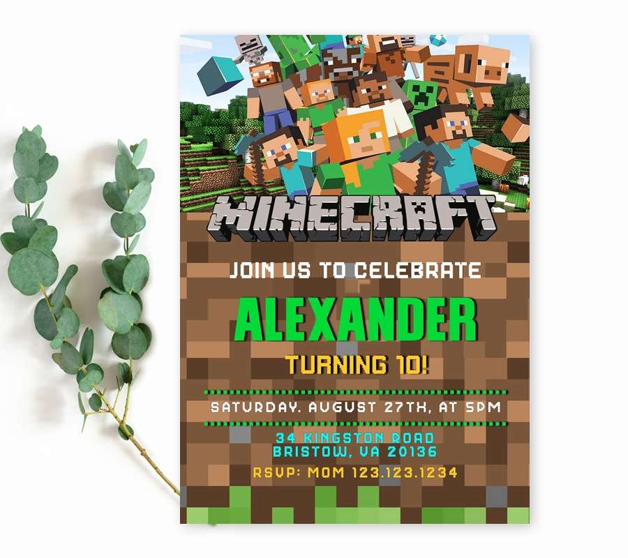 Minecraft Birthday Invitation Template Edit Online Now Access Instantly