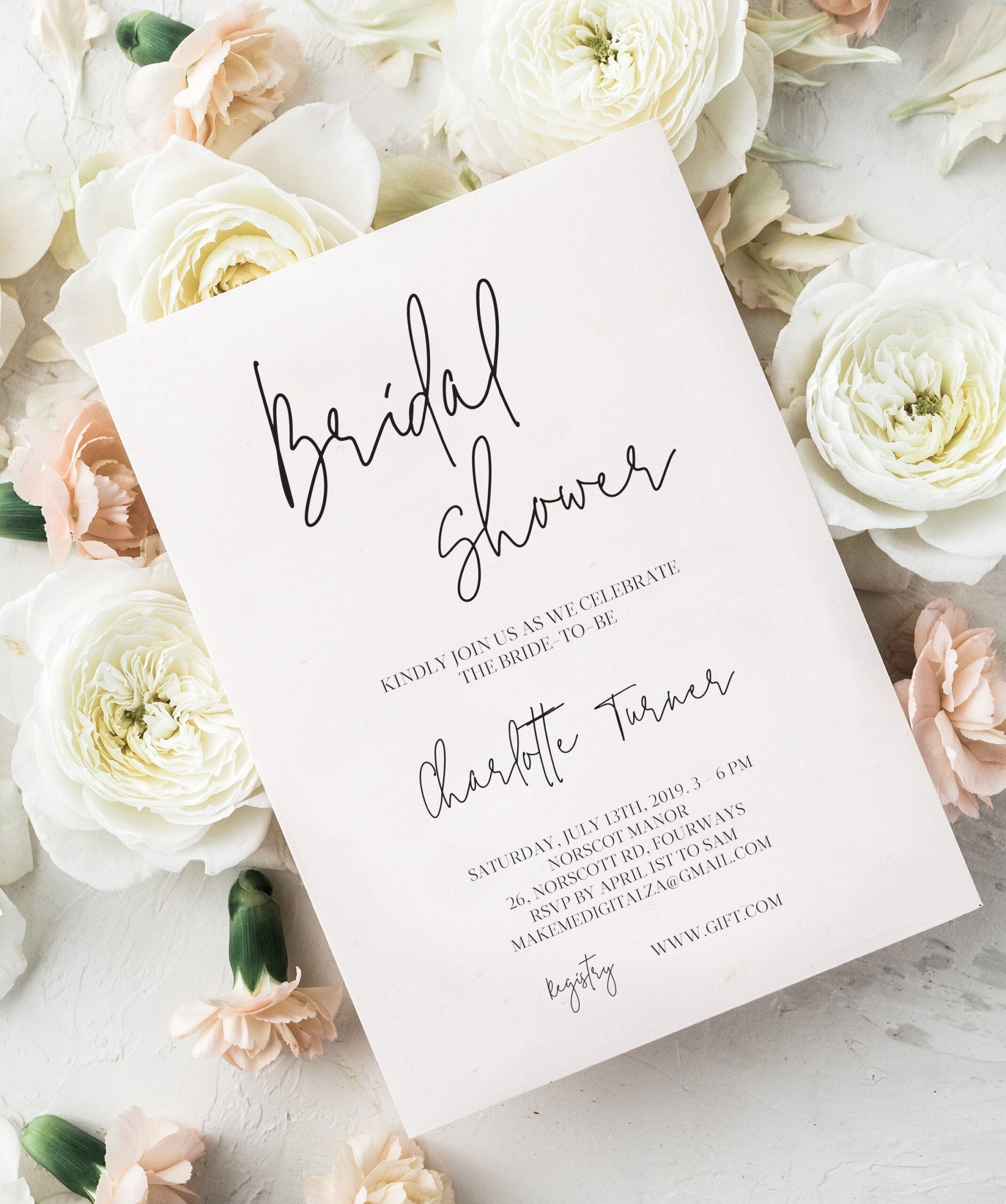 Minimal Bridal Shower Invite Bridal Shower Invitation Template 