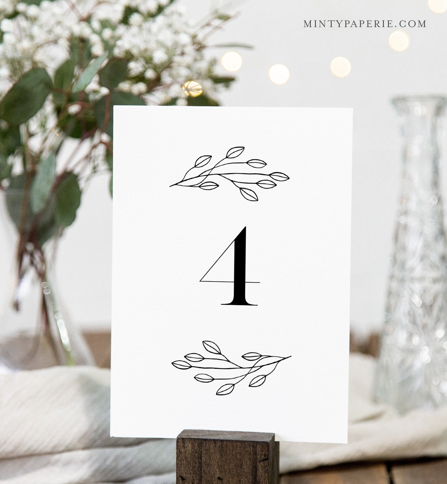 Minimalist Table Number Card Template Rustic Simple Clean Wedding Table Number Editable INSTANT DOWNLOAD Templett DIY 4x6 095B 169TC