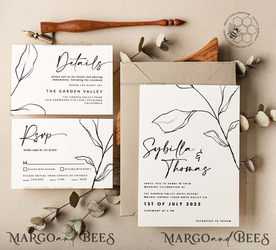 Minimalist Wedding Invitation Template Instant Download Wedding 